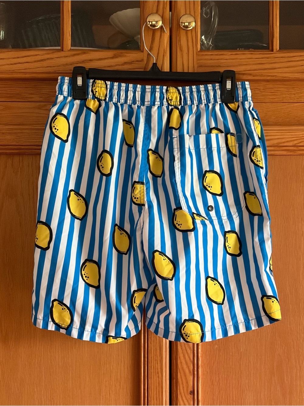 Mr. Swim kids striped Blue & White Lemon Print Swim Shorts size medium - Picture 2 of 5